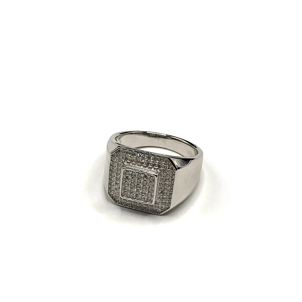 925 Sterling Silver Pavé Square Men’s Ring 1.50CT MOISSANITE Size 9